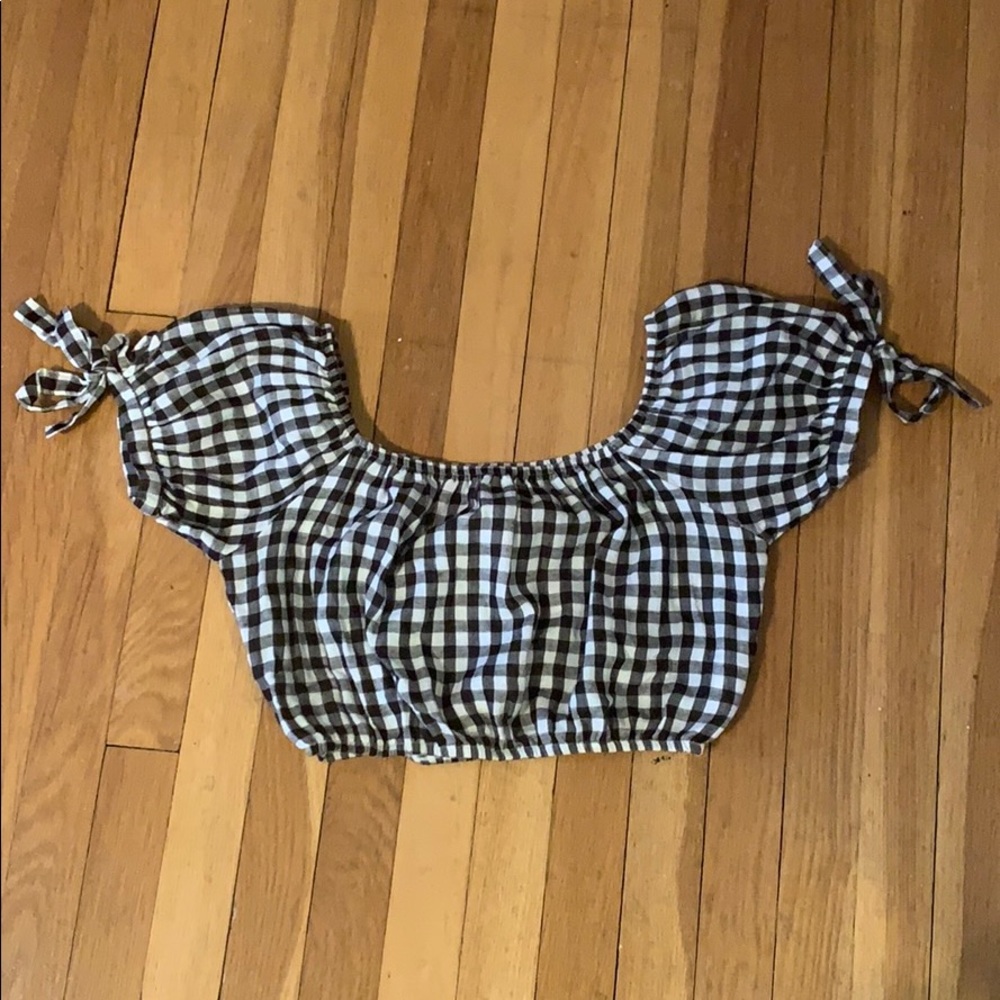 Black and White Checkered Crop Top